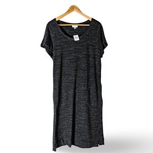 NWT: Pure Jill / J. Jill T-Shirt Cotton Dress with Pockets; Large; Heather Black
